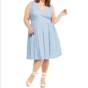 Samantha Slub Stripe Fit & Flare Dress
